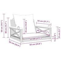 Schommelbank met kussens 63x62x40 cm poly rattan grijs - thumbnail
