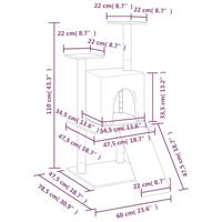 Kattenmeubel met sisal krabpalen 110 cm donkergrijs - thumbnail