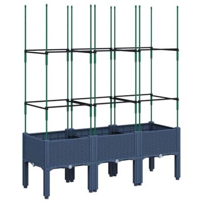 Plantenbak met latwerk 120x40x142,5 cm polypropeen grijs