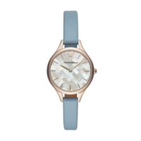 Horlogeband Armani AR11109 Leder Lichtblauw 10mm - thumbnail