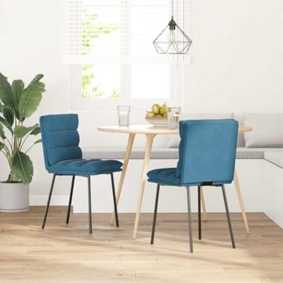 Eetkamerstoelen 2 st fluweel blauw