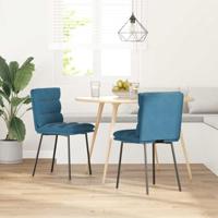 Eetkamerstoelen 2 st fluweel blauw - thumbnail