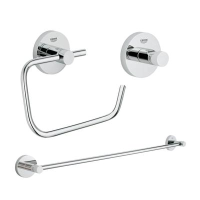 GROHE Essentials accessoireset 3-delig met handdoekhouder, handdoekhaak en toiletrolhouder zonder klep chroom 0438131/0438129/0438143/ GROHE Essentials accessoireset 3-delig met handdoekhouder, handdoekhaak en toiletrolhouder zonder klep chroom 0438131/0438129/0438143/