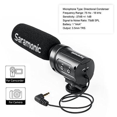 Saramonic sr-m3 mini-microfoon met geïntegreerde verlichting voor DSLR-/camcorder zwart
