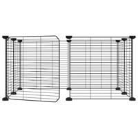 VidaXL Huisdierkooi met 8 panelen en deur, zwart 35x35 cm staal - thumbnail