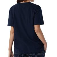Dames pyjamashirt korte mouw - Mix & Relax - Los wijd katoenen pyjama shirt donkerblauw - thumbnail