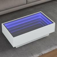 Salontafel met LED 90x50x30 cm bewerkt hout wit - thumbnail
