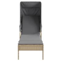 Ligbed met luifel poly rattan beige - thumbnail