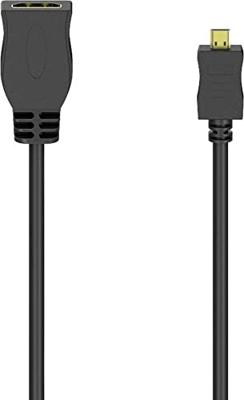 Hama HDMI-kabeladapter, type D (Micro) - type A koppeling, ethernet, verguld HDMI kabel