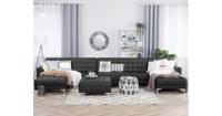Beliani-ABERDEEN-Bank U-vormig met ottomaan-Zwart-6 persoons-Kunstleer - thumbnail