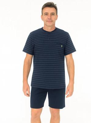 Paul Hopkins Heren shortama Knoopsluiting - Katoen - Donkerblauw - L - L - L - L - L - L - L - L
