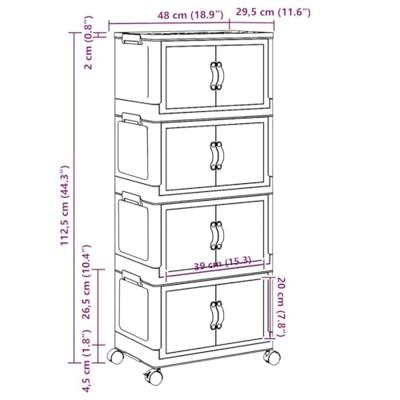 VidaXL Opbergbox stapelbaar met wielen 4-laags 28 l 48x29,5x112,5 cm VidaXL Opbergbox stapelbaar met wielen 4-laags 28 l 48x29,5x112,5 cm