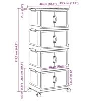 Opbergbox stapelbaar met wielen 4-laags 28 L 48,5x29,5x112,5 cm - thumbnail
