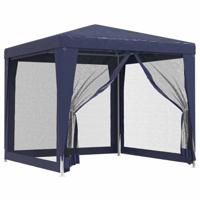 Partytent met 4 mesh zijwanden 2,5x2,5 m HDPE blauw - thumbnail