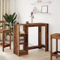 Bartafel met schap 124x46x103,5 cm bewerkt hout oud houtkleurig - thumbnail