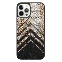 iPhone 12 Pro glazen hardcase - Chevron luipaard - thumbnail