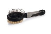 Beeztees combi borstel varkenshaar - kattenverzorging - zwart grijs - 21x6x6,5 cm - thumbnail