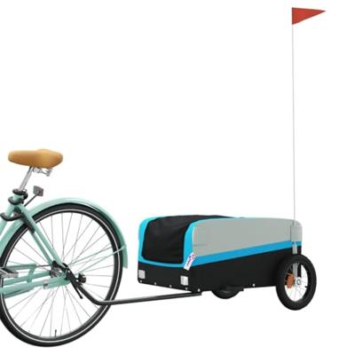 VidaXL Fietstrailer 30 kg ijzer zwart en blauw - thumbnail