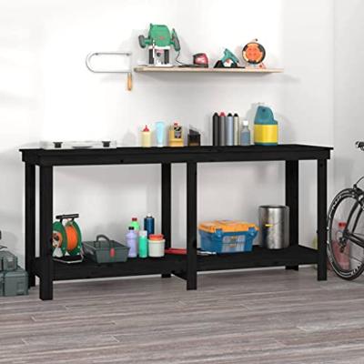VidaXL Werkbank 180x50x80 cm massief grenenhout zwart VidaXL Werkbank 180x50x80 cm massief grenenhout zwart