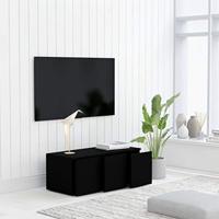 Tv-meubel 80x34x30 cm bewerkt hout zwart - thumbnail