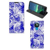 Mobiel BookCase Nokia 1.4 Angel Skull Blauw - thumbnail