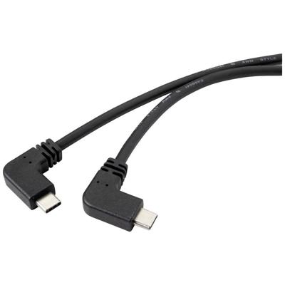 Renkforce RF-4633064 USB-kabel USB 3.2 Gen2 (USB 3.1 Gen2) USB-C stekker, USB-C stekker 1.20 m Zwart 90° haaks naar links