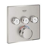 Inbouwkraan GROHE Grohtherm Smart Control Thermostaatkraan met 3-weg Omstelling Vierkant 4 Knop Supersteel - thumbnail