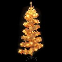 Kunstkerstboom met verlichting en standaard 150 cm PVC wit - thumbnail