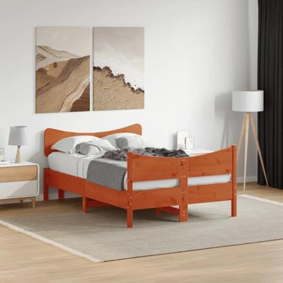 Bedframe zonder matras massief grenenhout wasbruin 120x200 cm