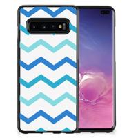 Samsung Galaxy S10+ Bumper Case Zigzag Blauw - thumbnail