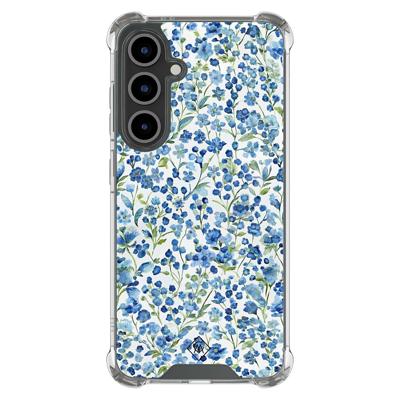 Samsung Galaxy S24 FE shockproof hoesje - Vintage blue floral