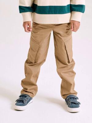 Rechte cargobroek voor jongens MorphologiK middelgrote heupomtrek zandbeige