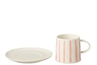 J-LINE mok met schotel lijn porselein 200 ml | 12 stuks - thumbnail