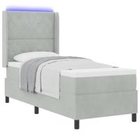 LED Boxspring Bed met Matras Lichtgrijs 80 x 200 cm Fluweel - thumbnail