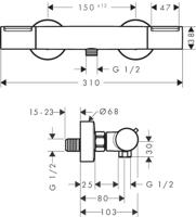 Hansgrohe Ecostat Element Opbouw douchethermostaat, chroom - thumbnail