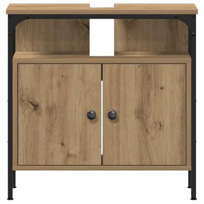Badkamermeubelset met plank met opslag 2 pcs Bruin Bewerkt hout