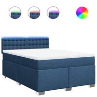 Boxspring met matras stof blauw 140x190 cm - thumbnail