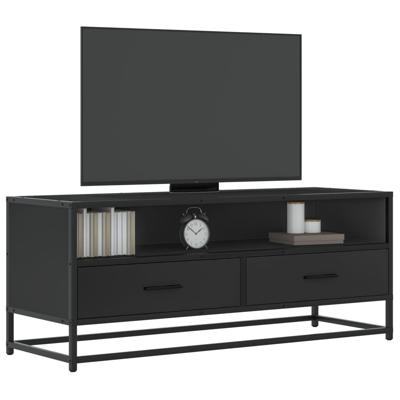 Tv-meubel 100x34,5x40 cm bewerkt hout en metaal zwart Tv-meubel 100x34,5x40 cm bewerkt hout en metaal zwart