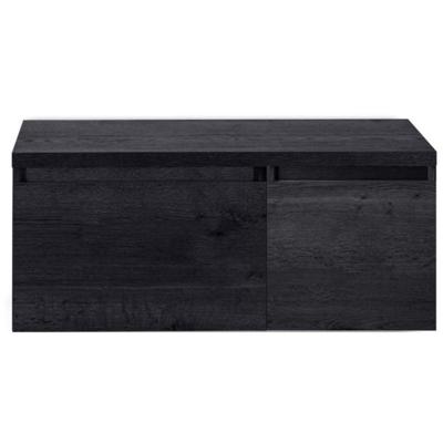 Frozen Badmeubelset 100 cm - Greeplijst in Kleur - Wastafel Onderkast met Bovenblad Black Oak