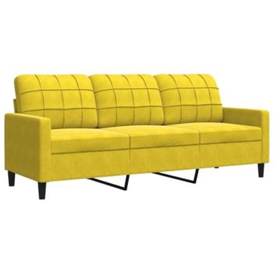 Driezitsbank 180 cm fluweel geel