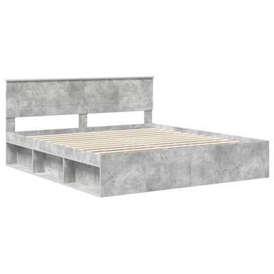 Bedframe met hoofdeinde Beton 180 x 200 cm Bewerkt hout