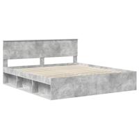 Bedframe met hoofdeinde Beton 180 x 200 cm Bewerkt hout - thumbnail