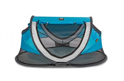 DERYAN Reisbedje pop-up Peuter Luxe met klamboe blauw