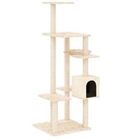 VidaXL Kattenmeubel met sisal krabpalen 142 cm crèmekleurig - thumbnail