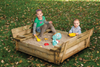 Zandbak vierkant met bankdeksel 120x120x30 cm - thumbnail