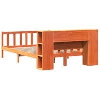Bed met boekenkast zonder matras hout wasbruin 160x200 cm - thumbnail