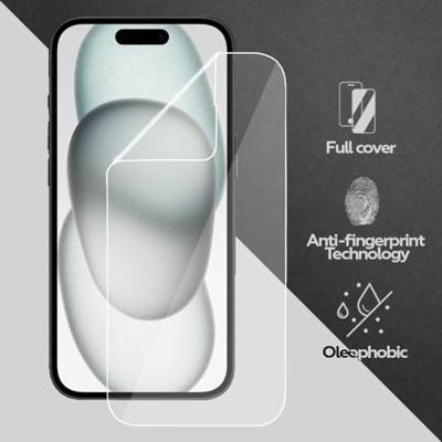Lunso - iPhone 15 - Duo Pack (2 stuks) Beschermfolie - Full Cover Screen protector