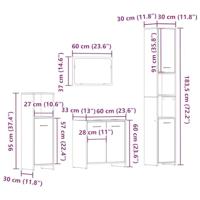 4-delige Badkamermeubelset bewerkt hout artisanaal eikenkleur - thumbnail