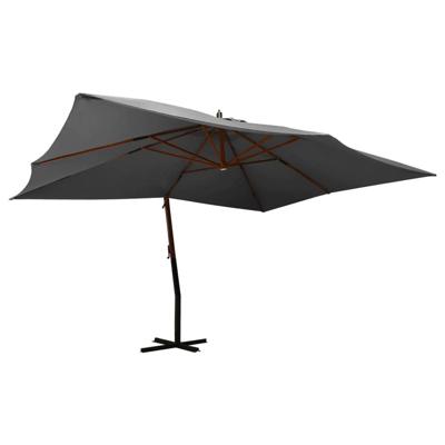 VidaXL Zweefparasol met houten paal 400x300 cm antracietkleurig VidaXL Zweefparasol met houten paal 400x300 cm antracietkleurig