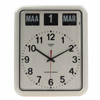 Kalenderklok groot analoog BQ-12A | Wit | Senioren klok | Dementie klok | Dag, datum en tijdsaanduiding | Twemco | WWV619050 - thumbnail